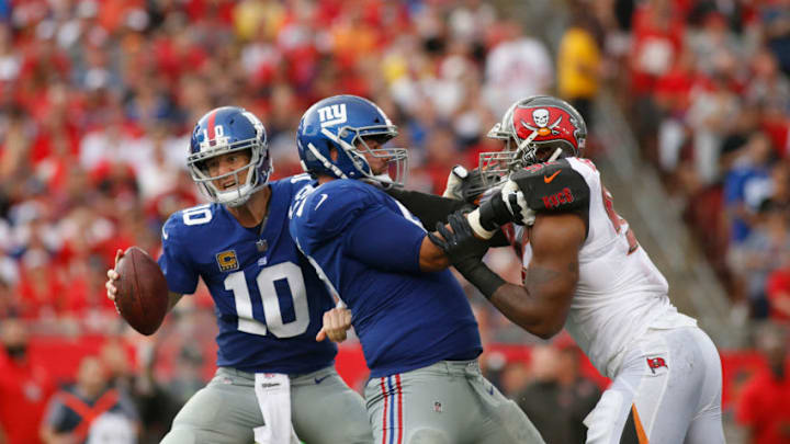 TAMPA, FL - OCTOBER 1: quarterback Eli Manning