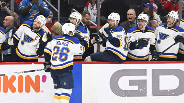 St. Louis Blues left wing Nathan Walker (26)Mandatory Credit: Brad Mills-USA TODAY Sports