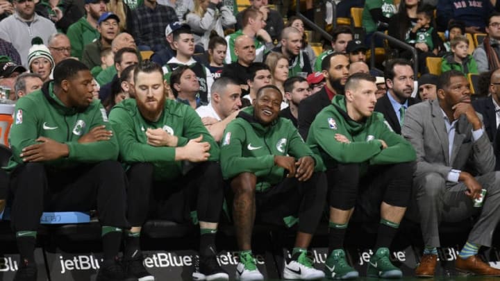 BOSTON, MA - JANUARY 21: the Boston Celtics look on during the game against the Orlando Magic on January 21, 2018 at the TD Garden in Boston, Massachusetts. NOTE TO USER: User expressly acknowledges and agrees that, by downloading and or using this photograph, User is consenting to the terms and conditions of the Getty Images License Agreement. Mandatory Copyright Notice: Copyright 2018 NBAE (Photo by Brian Babineau/NBAE via Getty Images)