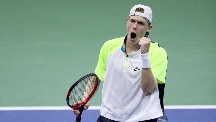 NEW YORK, NEW YORK – SEPTEMBER 06: Denis Shapovalov of Canada celebrates during his Men’s Singles fourth round match against David Goffin of Belgium on Day Seven of the 2020 US Open at the USTA Billie Jean King National Tennis Center on September 6, 2020 in the Queens borough of New York City. Photo by Matthew Stockman/Getty Images)