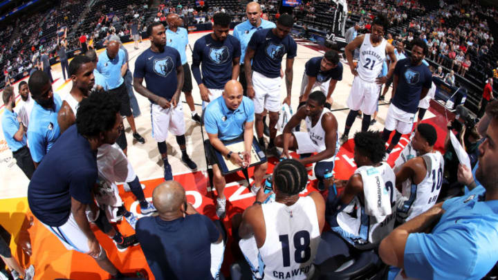 SALT LAKE CITY - JULY 2: Coach Adam Mazarei of the Memphis Grizzlies leads a huddle during the 2018 Summer League at the Vivint Smart Home Arena on July 2, 2018 in Salt Lake CIty, Utah. NOTE TO USER: User expressly acknowledges and agrees that, by downloading and or using this photograph, User is consenting to the terms and conditions of the Getty Images License Agreement. Mandatory Copyright Notice: Copyright 2018 NBAE (Photo by Joe Murphy/NBAE via Getty Images)