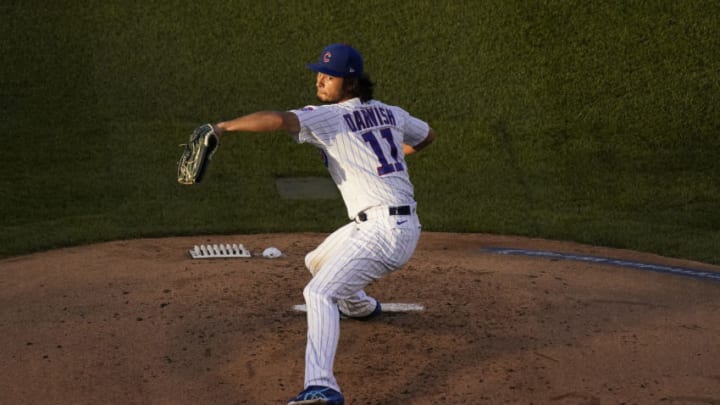 CHICAGO, ILLINOIS - AUGUST 13: Yu Darvish #11 of the Chicago Cubs throws a pitch during a game against the Brewers. (Photo by Nuccio DiNuzzo/Getty Images)