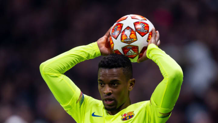 LYON, FRANCE - FEBRUARY 19: Nelson Semedo of Barcelona controls the ball during the UEFA Champions League Round of 16 First Leg match between Olympique Lyonnais and FC Barcelona at Groupama Stadium on February 19, 2019 in Lyon, France. (Photo by TF-Images/TF-Images via Getty Images)