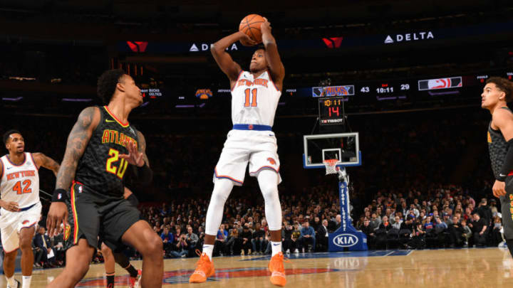 Frank Ntilikina #11 Against Atlanta Hawks (Photo by Jesse D. Garrabrant/NBAE via Getty Images)