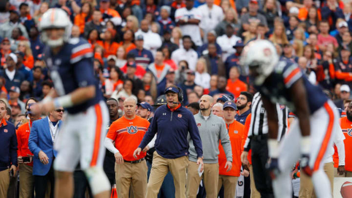 AUBURN, AL - NOVEMBER 25: Head coach Gus Malzahn of the Auburn Tigers is seen on the sidelines during the first quarter against the Alabama Crimson Tide at Jordan Hare Stadium on November 25, 2017 in Auburn, Alabama. (Photo by Kevin C. Cox/Getty Images)