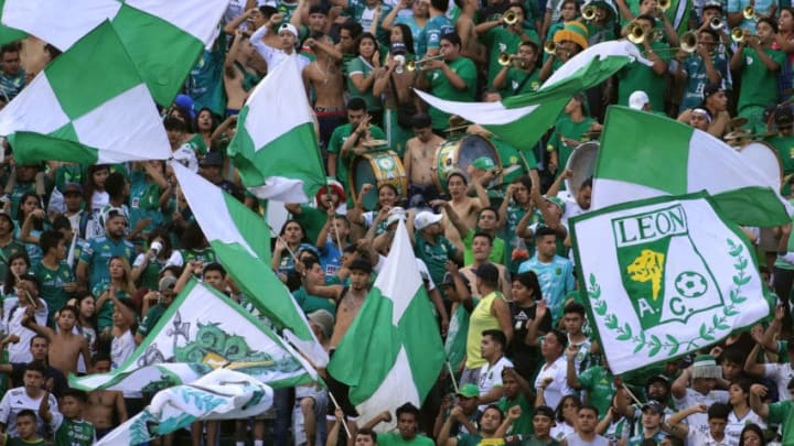 LEON, MEXICO - JULY 29: Fans of Leon during the second round match between Leon and Monterrey as part of the Torneo Apertura 2018 Liga MX at Leon Stadium on July 29, 2018 in Leon, Mexico. (Photo by Cesar Gomez/Jam Media/Getty Images)