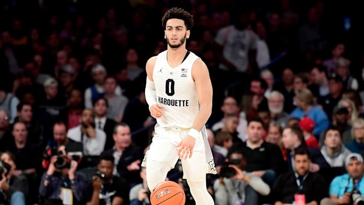 NEW YORK, NEW YORK – MARCH 14: Markus Howard #0 of the Marquette Golden Eagles handles the ball on offense against the St. John’s Red Storm during the Quarterfinals of the 2019 Big East men’s basketball tournament at Madison Square Garden on March 14, 2019 in New York City. (Photo by Steven Ryan/Getty Images)