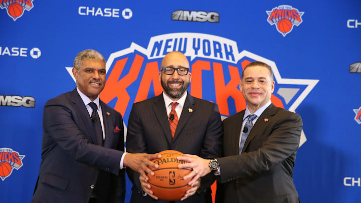 New York Knicks Steve Mills Scott Perry David Fizdale (Photo by Nathaniel S. Butler/NBAE via Getty Images)