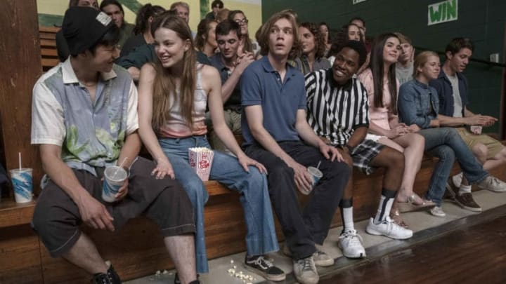 Looking For Alaska -- Episode 103 -- Looking For Alaska is an 8-episode limited series based on the John Green novel of the same name. It centers around teenager Miles ÒPudgeÓ Halter (Charlie Plummer), as he enrolls in boarding school to try to gain a deeper perspective on life. He falls in love with Alaska Young (Kristine Froseth), and finds a group of loyal friends. But after an unexpected tragedy, Miles and his close friends attempt to make sense of what theyÕve been through. Takumi (Jay Lee), Alaska (Kristine Froseth), Miles (Charlie Plummer), The Colonel (Denny Love), and Sara (Landry Bender), shown. (Photo by: Alfonso Bresciani/Hulu)