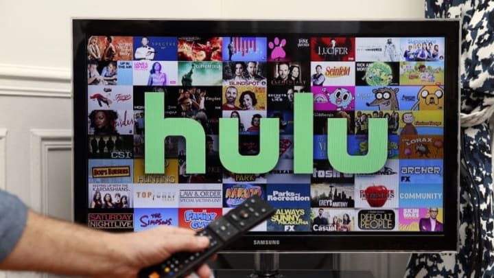 PARIS, FRANCE - JANUARY 10: In this photo illustration, the Hulu media service provider's logo is displayed on the screen of a television on January 10, 2019 in Paris, France. Hulu, a streaming video service competing with Netflix and Amazon Prime Video, announced in a statement released on Tuesday that it has surpassed 25 million subscribers and has gained 8 million users in a year in the United States by 2018. Hulu is a US subscription-based video-on-demand website that offers movies, TV shows and music videos. (Photo by Illustration by Chesnot/Getty Images)