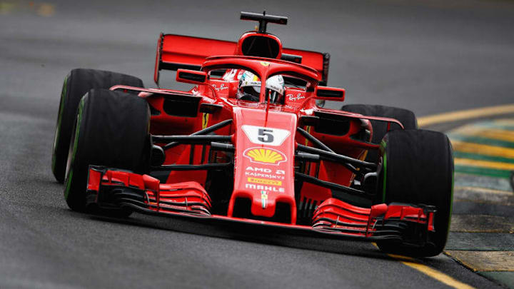MELBOURNE, AUSTRALIA - MARCH 24: Sebastian Vettel of Germany driving the (5) Scuderia Ferrari SF71H on track during final practice for the Australian Formula One Grand Prix at Albert Park on March 24, 2018 in Melbourne, Australia. (Photo by Clive Mason/Getty Images)
