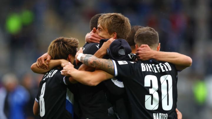 Arminia Bielefeld players celebrating against FC Koln.(Photo by Martin Rose/Getty Images)