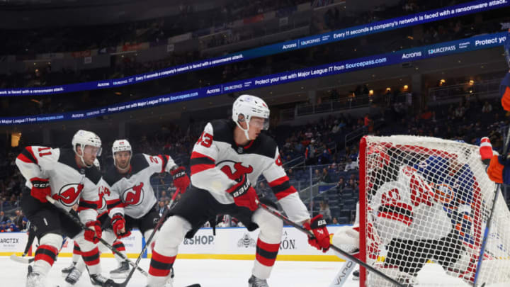 Luke Hughes #43 of New Jersey Devils (Photo by Bruce Bennett/Getty Images)