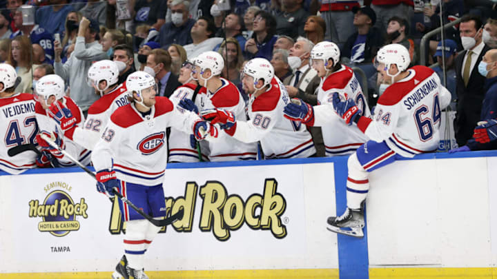 Dec 28, 2021; Tampa, Florida, USA; Montreal Canadiens defenseman Kale Clague. Mandatory Credit: Kim Klement-USA TODAY Sports