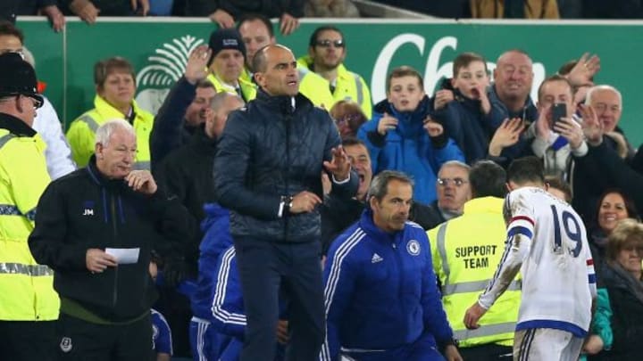 LIVERPOOL, ENGLAND – MARCH 12: Diego Costa of Chelsea walks off the pitch after being sent off during The Emirates FA Cup Sixth Round match between Everton and Chelsea at Goodison Park on March 12, 2016 in Liverpool, England. (Photo by Clive Brunskill/Getty Images)