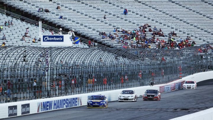 LOUDON, NH - JULY 15: Todd Gilliland, driver of the #16 NAPA Auto Parts Toyota, leads the field during the NASCAR K&N Pro Series East United Site Services 70 at New Hampshire Motor Speedway on July 15, 2017 in Loudon, New Hampshire. (Photo by Adam Glanzman/Getty Images)