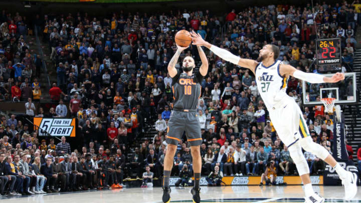 Evan Fournier missed several open shots down the stretch that cost the Orlando Magic against the Utah Jazz. (Photo by Melissa Majchrzak/NBAE via Getty Images)