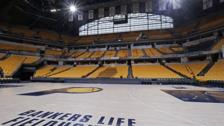 INDIANAPOLIS, IN - APRIL 21: A general view of the arena before Game Four of Round One between the Boston Celtics and the Indiana Pacers during the 2019 NBA Playoffs on April 21, 2019 at Bankers Life Fieldhouse in Indianapolis, Indiana. NOTE TO USER: User expressly acknowledges and agrees that, by downloading and/or using this photograph, user is consenting to the terms and conditions of the Getty Images License Agreement. Mandatory Copyright Notice: Copyright 2019 NBAE (Photo by Ron Hoskins/NBAE via Getty Images)