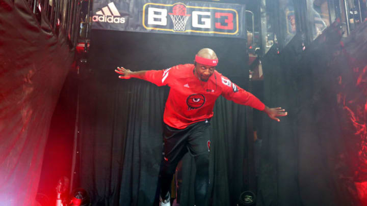 NEW YORK, NEW YORK - JULY 14: Jason Terry #31 of Trilogy is introduced before the game against Killer 3s during week four of the BIG3 three-on-three basketball league at Barclays Center on July 14, 2019 in the Brooklyn borough of New York City. (Photo by Mike Stobe/BIG3/Getty Images)