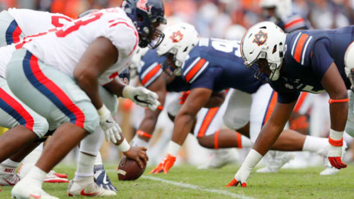 AUBURN, AL – OCTOBER 07: Derrick Brown #5 of the Auburn Tigers lines up against the Mississippi Rebels offense at Jordan Hare Stadium on October 7, 2017 in Auburn, Alabama. (Photo by Kevin C. Cox/Getty Images)