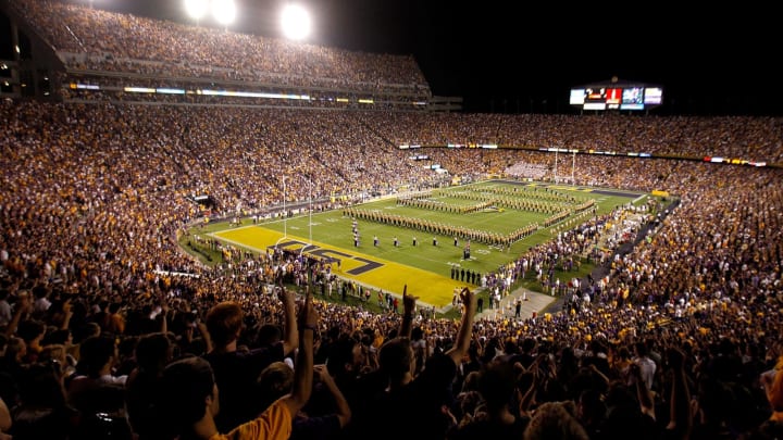 BATON ROUGE, LA – SEPTEMBER 25: An overall view of Death Valley at Tiger Stadium before Louisiana State University played West Virginia on September 25, 2010, in Baton Rouge, Louisiana. LSU won 20-14. (Photo by Sean Gardner/Getty Images)