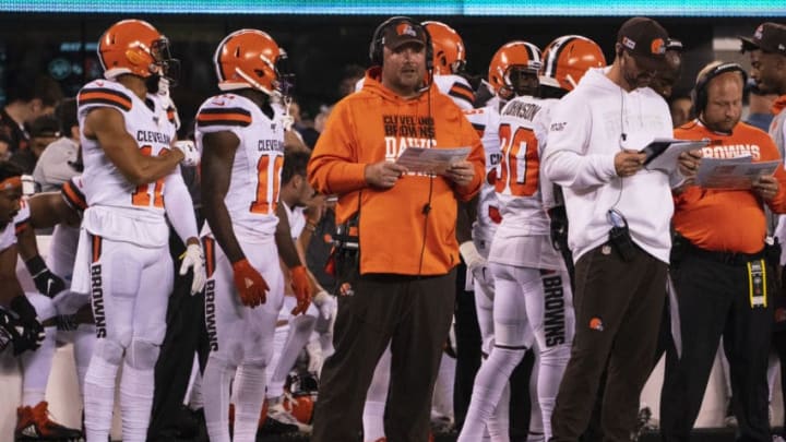 EAST RUTHERFORD, NJ - SEPTEMBER 16: Cleveland Browns Head Coach Freddie Kitchens looks on from the sidelines during the second half of the game between the Cleveland Browns and the New York Jets on September 16, 2019, at MetLife Stadium in East Rutherford, NJ. (Photo by Gregory Fisher/Icon Sportswire via Getty Images)