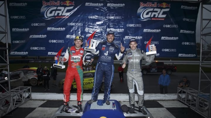 Steve Arpin, Scott Speed, and Chris Atkinson win at Red Bull Global Rallycross in Thompson, Connecticut on June 4, 2017. Photo Credit: Courtesy of Red Bull Global Rallycross