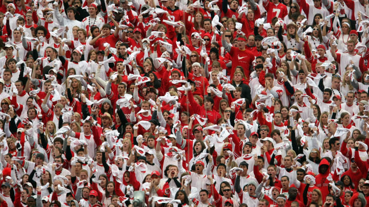 COLUMBUS, OH – NOVEMBER 03: Fans of the Ohio State Buckeyes cheer in the stands during the game against the Wisconsin Badgers on November 3, 2007 at Ohio Stadium in Columbus, Ohio. Ohio State defeated Wisconsin 38-17. (Photo by Jonathan Daniel/Getty Images)