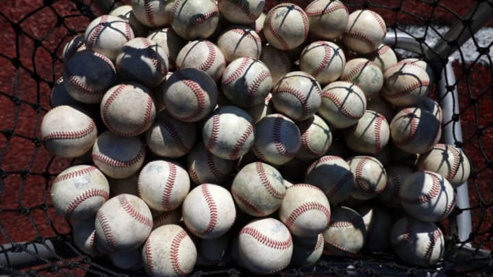ELON, NC - MARCH 1: A basket of baseballs during a game between Indiana State and Elon at Walter C. Latham Park on March 1, 2020 in Elon, North Carolina. (Photo by Andy Mead/ISI Photos/Getty Images)