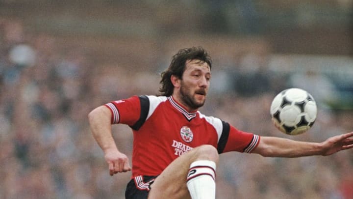 BRIGHTON, UNITED KINGDOM – MARCH 03: Southampton player Jimmy Case prepares to control and Adidas Tango Football during an FA Cup match against Brighton at the Goldstone Ground in March 1986 in Brighton, Engand. (Photo Allsport/Getty Images)