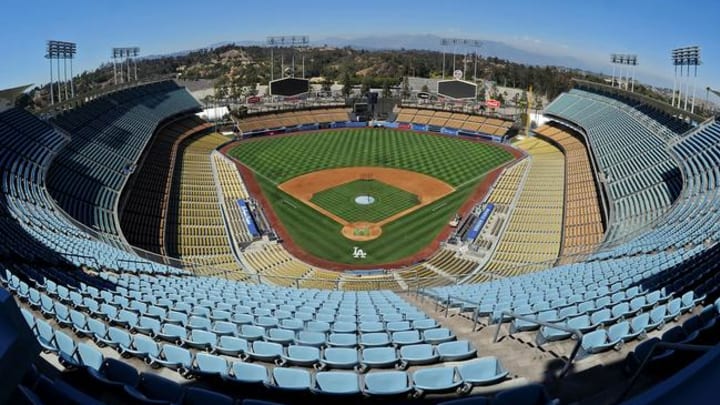 Jun 28, 2013; Los Angeles, CA, USA; General view of Dodger Stadium before the game between the Philadelphia Phillies and the Los Angeles Dodgers. Mandatory Credit: Jayne Kamin-Oncea-USA TODAY Sports