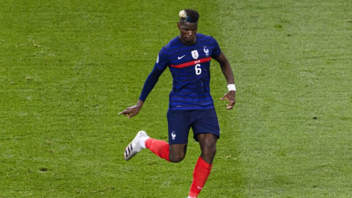 BUCHAREST, ROMANIA - JUNE 28: Paul Pogba of France in action during the UEFA Euro 2020 Championship Round of 16 match between France and Switzerland at National Arena on June 28, 2021 in Bucharest, Romania. (Photo by Marcio Machado/Getty Images)