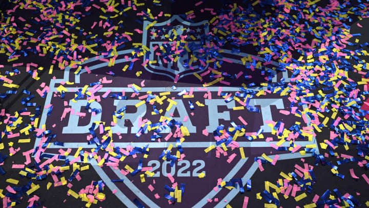 LAS VEGAS, NEVADA – APRIL 30: A general view of confetti on the ground during round five of the 2022 NFL Draft on April 30, 2022 in Las Vegas, Nevada. (Photo by David Becker/Getty Images)