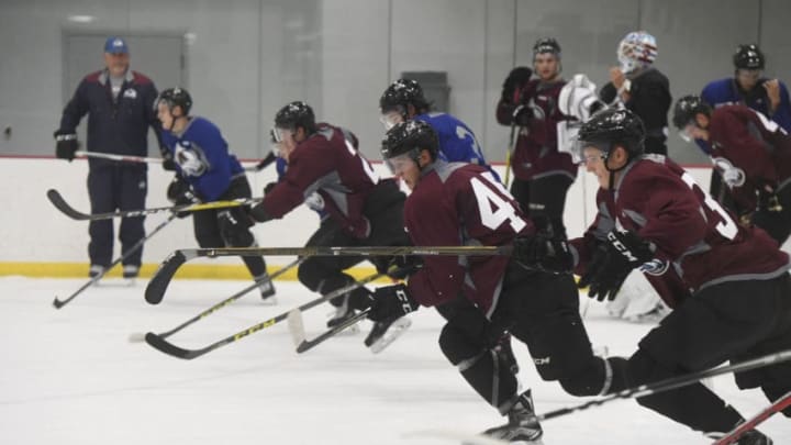 CENTENNIAL, CO - September 16: Colorado Avalanche rookies skate during camp at the Family Sports Center September 15, 2016. (Photo by Andy Cross/The Denver Post via Getty Images)