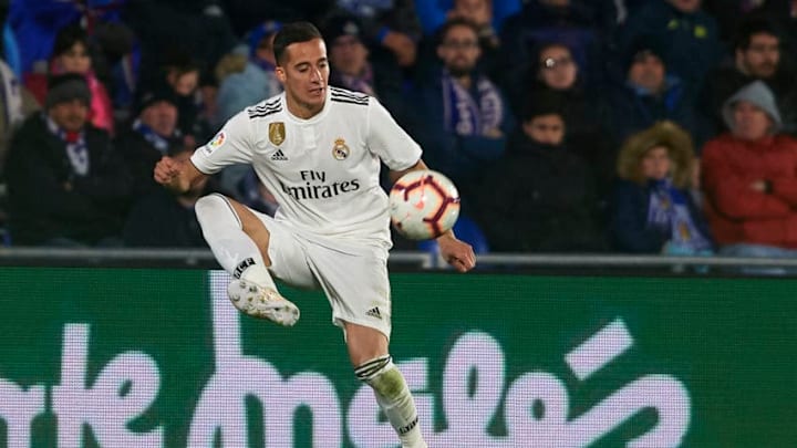 GETAFE, SPAIN - APRIL 25: Lucas Vazquez of Real Madrid in action during the La Liga match between Getafe CF and Real Madrid CF at Coliseum Alfonso Perez on April 25, 2019 in Getafe, Spain. (Photo by Quality Sport Images/Getty Images)