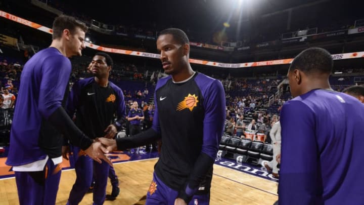 PHOENIX, AZ – OCTOBER 1: Trevor Ariza #3 of the Phoenix Suns is introduced during a pre-season game against the Sacramento Kings on October 1, 2018 at Talking Stick Resort Arena in Phoenix, Arizona. NOTE TO USER: User expressly acknowledges and agrees that, by downloading and or using this photograph, user is consenting to the terms and conditions of the Getty Images License Agreement. Mandatory Copyright Notice: Copyright 2018 NBAE (Photo by Barry Gossage/NBAE via Getty Images)