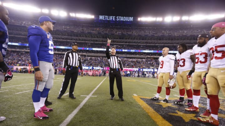 Captains of the San Francisco 49ers and the New York Giants (Photo by Michael Zagaris/San Francisco 49ers/Getty Images)
