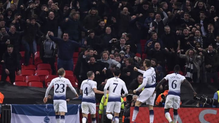 Fernando Llorente of Tottenham Hotspurcelebrates the goal during the UEFA Champions League, Round of 16 1st leg, 13 match between Tottenham Hotspur FC and Borussia Dortmund, on 13 February 2019, at Wembley Stadium, in London, UK. (Photo by Alex Nicodim/NurPhoto via Getty Images)