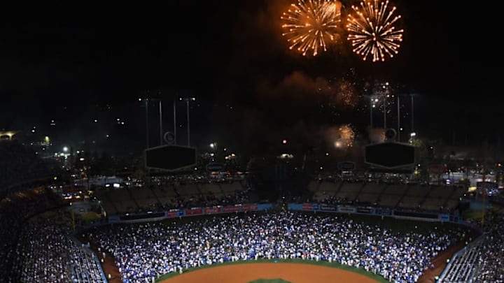 LOS ANGELES, CA - JULY 04: Fans watch a fireworks show after the game between the Los Angeles Dodgers and the Arizona (Photo by Jayne Kamin-Oncea/Getty Images)Diamondbacks at Dodger Stadium on July 4, 2017 in Los Angeles, California. (Photo by Jayne Kamin-Oncea/Getty Images)