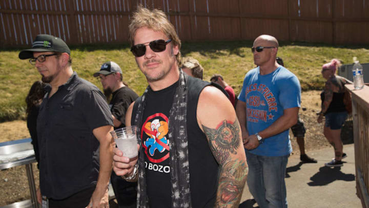 AUBURN, WA - JUNE 24: Chris Jericho of Fozzy poses for a photo backstage during the Pain In the Grass music festival hosted by 99.9 KISW at White River Amphitheatre on June 24, 2017 in Auburn, Washington. (Photo by Mat Hayward/Getty Images)
