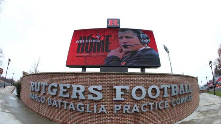 A Rutgers football video board outside the practice facility (Photo by Rich Schultz/Getty Images)