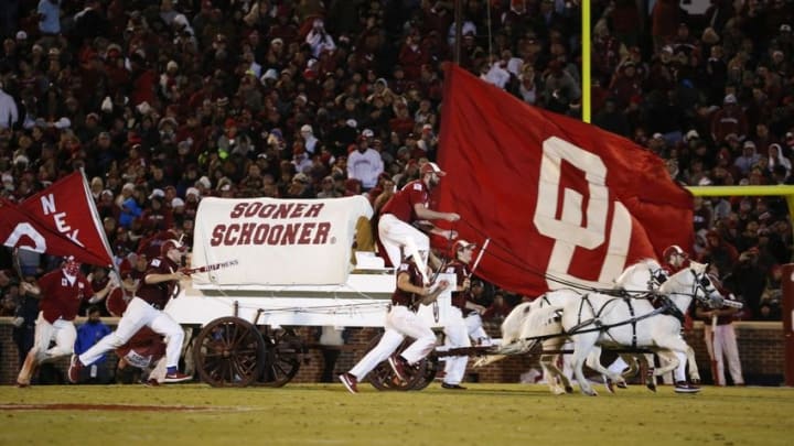 Nov 21, 2015; Norman, OK, USA; Oklahoma Sooners sooner schooner during the game against the TCU Horned Frogs at Gaylord Family - Oklahoma Memorial Stadium. Mandatory Credit: Kevin Jairaj-USA TODAY Sports