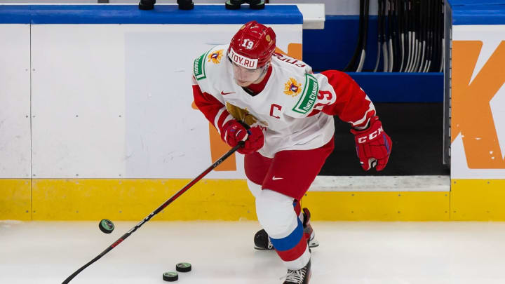 Vasili Podkolzin of team Russia. (Photo by Codie McLachlan/Getty Images)