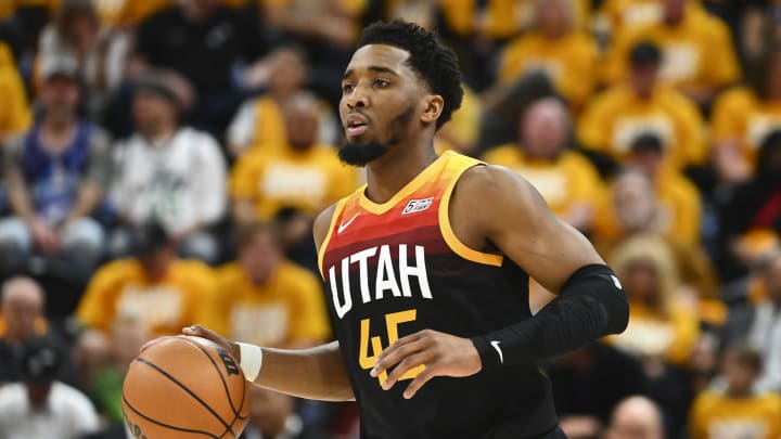 SALT LAKE CITY, UTAH – APRIL 21: Donovan Mitchell #45 of the Utah Jazz in action during the second half of Game Three of the Western Conference First Round Playoffs against the Dallas Mavericks at Vivint Smart Home Arena on April 21, 2022 in Salt Lake City, Utah. (Photo by Alex Goodlett/Getty Images)