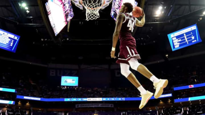 CHARLOTTE, NC – MARCH 18: Robert Williams #44 of the Texas A&M Aggies dunks on the North Carolina Tar Heels during the second round of the 2018 NCAA Men’s Basketball Tournament at Spectrum Center on March 18, 2018 in Charlotte, North Carolina. (Photo by Jared C. Tilton/Getty Images)