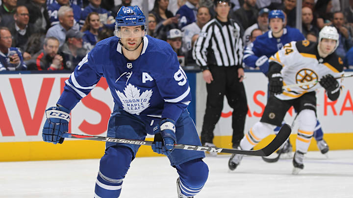 TORONTO, ON – APRIL 15: John Tavares #91 of the Toronto Maple Leafs.. (Photo by Claus Andersen/Getty Images)