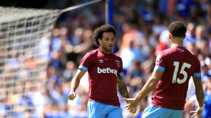 IPSWICH, ENGLAND - JULY 28: Felipe Anderson of West Ham United celebrates scoring the opening goal of the match during the pre-season friendly match between Ipswich Town and West Ham United at Portman Road on July 28, 2018 in Ipswich, England. (Photo by Stephen Pond/Getty Images)