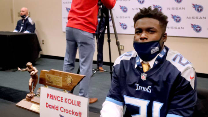 Dec. 8, 2020; Nashviille, TN, USA; The 2020 BlueCross Bowl/Tennessee Titans Mr. Football DIVISION I CLASS 5A winner Prince Kollie, of David Crockett, at Nissan Stadium, in Nashville on Tuesday, Dec. 8, 2020. Mandatory Credit: Helen Comer/The Daily News Journal via USA TODAY NETWORK