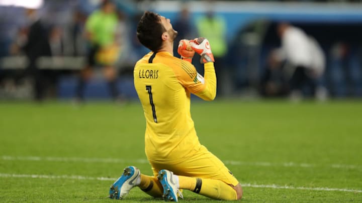 SAINT PETERSBURG, RUSSIA - JULY 10: Hugo Lloris of France celebrates following his sides victory in the 2018 FIFA World Cup Russia Semi Final match between Belgium and France at Saint Petersburg Stadium on July 10, 2018 in Saint Petersburg, Russia. (Photo by Catherine Ivill/Getty Images)