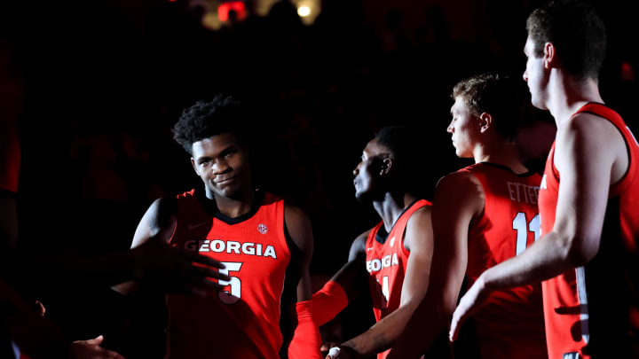 ATHENS, GA – FEBRUARY 19: Anthony Edwards #5 of the Georgia Bulldogs is introduced prior to a game against the Auburn Tigers at Stegeman Coliseum on February 19, 2020 in Athens, Georgia. (Photo by Carmen Mandato/Getty Images)